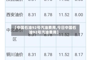 【中国石油92号汽油费用,今日中国石油92号汽油费用】
