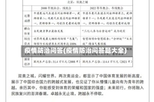 疫情防治问答(疫情防治问答题大全)