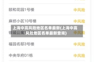 上海中高风险地区名单最新(上海中高风险地区名单最新查询)