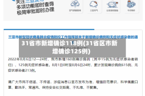 31省市新增确诊118例(31省区市新增确诊125例)