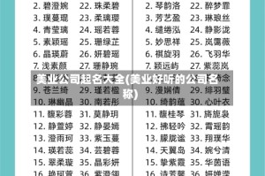 美业公司起名大全(美业好听的公司名称)