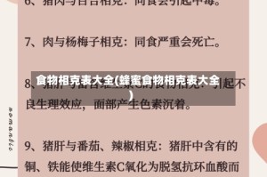 食物相克表大全(蜂蜜食物相克表大全)