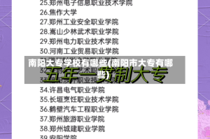 南阳大专学校有哪些(南阳市大专有哪些)