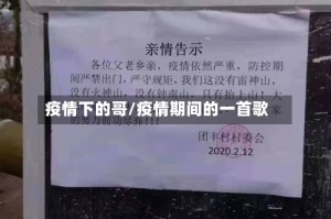 疫情下的哥/疫情期间的一首歌