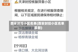西安封控小区名单(西安封控小区名单最新)